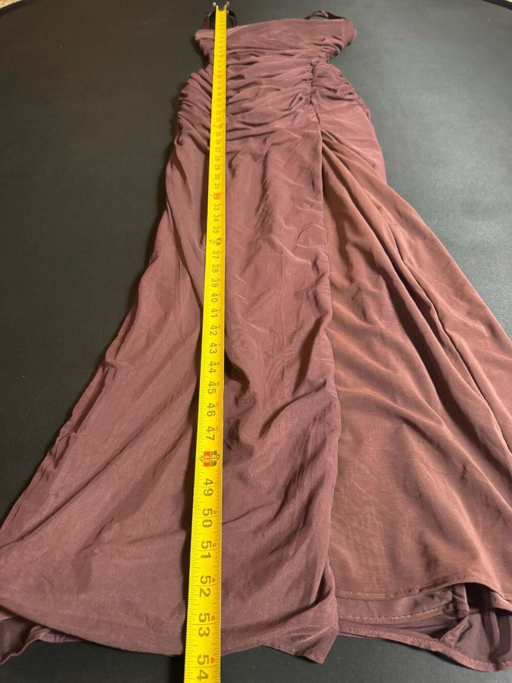 House of CB Lulu Chocolate Ruched Mesh Maxi Dress Size S Regular Cup (A-C) - Picture 5 of 9